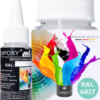 Dipoxy-PMI-RAL 6027 LIGHT GREEN Extremely highly concentrated base pigment color paste colorant for epoxy resin, polyester resin, polyurethane systems, concrete, paints, liquid paint synthetic resin jewelry