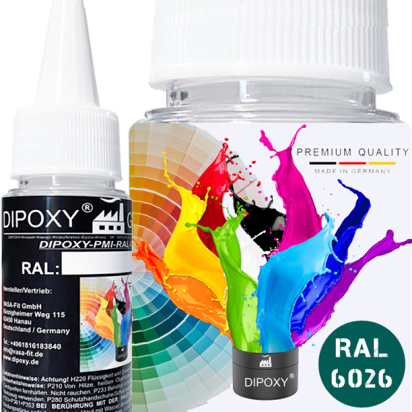 Dipoxy-PMI-RAL 6026 OPALGRUEN Extrem hoch konzentrierte Basis Pigment Farbpaste Farbmittel für Epoxidharz, Polyesterharz, Polyurethan Systeme, Beton, Lacke, Flüssigfarbe Kunstharz Schmuck