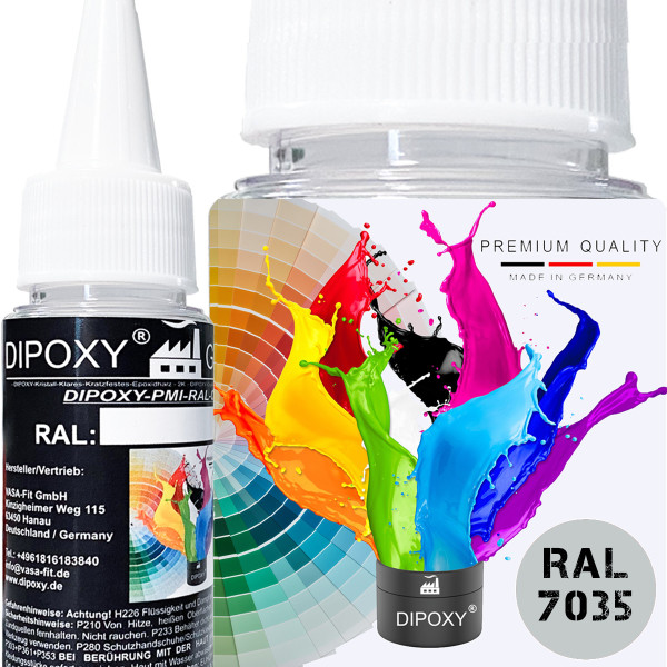 Dipoxy-PMI-RAL 7035 LICHTGRAU Extrem hoch konzentrierte Basis Pigment Farbpaste Farbmittel f&uuml;r Epoxidharz, Polyesterharz, Polyurethan Systeme, Beton, Lacke, Fl&uuml;ssigfarbe Kunstharz Schmuck