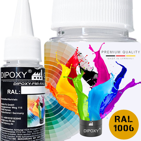 Dipoxy-PMI-RAL 1006 MAISGELB Extrem hoch konzentrierte Basis Pigment Farbpaste Farbmittel für Epoxidharz, Polyesterharz, Polyurethan Systeme, Beton, Lacke, Flüssigfarbe Kunstharz Schmuck