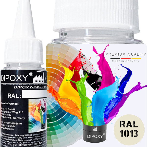 Dipoxy-PMI-RAL 1013 PERLWEI&szlig; Extrem hoch konzentrierte Basis Pigment Farbpaste Farbmittel f&uuml;r Epoxidharz, Polyesterharz, Polyurethan Systeme, Beton, Lacke, Fl&uuml;ssigfarbe Kunstharz Schmuck