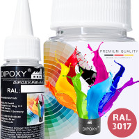 Dipoxy-PMI-RAL 3017 ROSÉ Extrem hoch konzentrierte Basis Pigment Farbpaste Farbmittel für Epoxidharz, Polyesterharz, Polyurethan Systeme, Beton, Lacke, Flüssigfarbe Kunstharz Schmuck