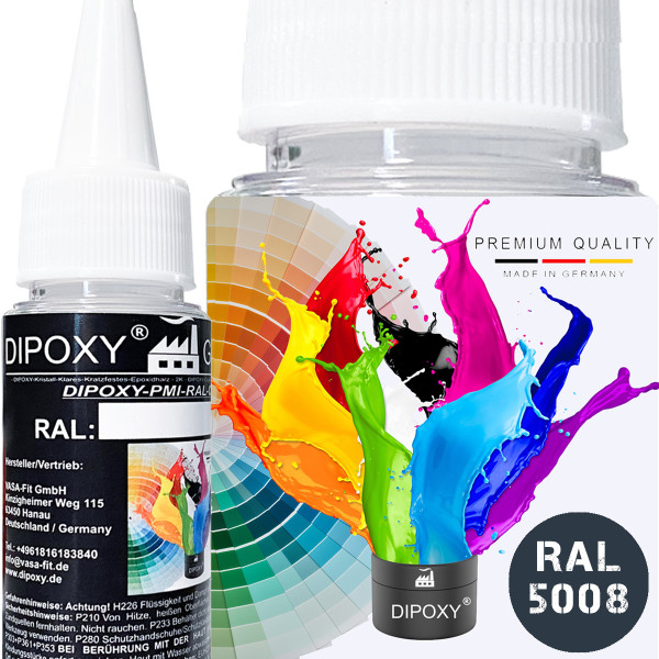 Dipoxy-PMI-RAL 5008 GRAUBLAU Extrem hoch konzentrierte Basis Pigment Farbpaste Farbmittel f&uuml;r Epoxidharz, Polyesterharz, Polyurethan Systeme, Beton, Lacke, Fl&uuml;ssigfarbe Kunstharz Schmuck