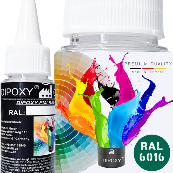 Dipoxy-PMI-RAL 6016 TÜRKISGRÜN Extrem hoch konzentrierte Basis Pigment Farbpaste Farbmittel für Epoxidharz, Polyesterharz, Polyurethan Systeme, Beton, Lacke, Flüssigfarbe Kunstharz Schmuck