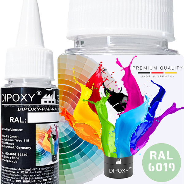 Dipoxy-PMI-RAL 6019 WEIßGRÜN Extrem hoch konzentrierte Basis Pigment Farbpaste Farbmittel für Epoxidharz, Polyesterharz, Polyurethan Systeme, Beton, Lacke, Flüssigfarbe Kunstharz Schmuck