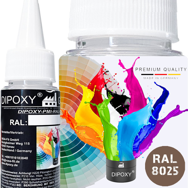 Dipoxy-PMI-RAL 8025 BLASSBRAUN Extrem hoch konzentrierte Basis Pigment Farbpaste Farbmittel f&uuml;r Epoxidharz, Polyesterharz, Polyurethan Systeme, Beton, Lacke, Fl&uuml;ssigfarbe Kunstharz Schmuck