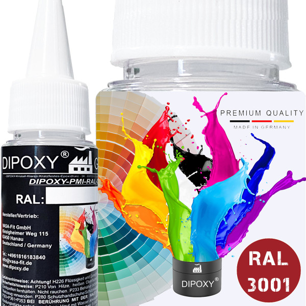 1000g Dipoxy-PMI-RAL 3001 SIGNALROT Extrem hoch konzentrierte Basis Pigment Farbpaste Farbmittel f&uuml;r Epoxidharz, Polyesterharz, Polyurethan Systeme, Beton, Lacke, Fl&uuml;ssigfarbe Kunstharz Schmuck