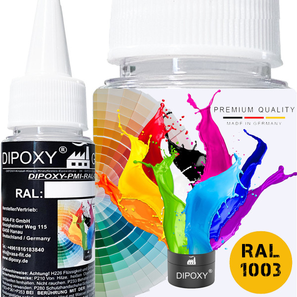 1000g Dipoxy-PMI-RAL 1003 SIGNALGELB Extrem hoch konzentrierte Basis Pigment Farbpaste Farbmittel f&uuml;r Epoxidharz, Polyesterharz, Polyurethan Systeme, Beton, Lacke, Fl&uuml;ssigfarbe Kunstharz Schmuck