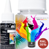 1000g Dipoxy-PMI-RAL 3016 KORALLENROT Extrem hoch konzentrierte Basis Pigment Farbpaste Farbmittel für Epoxidharz, Polyesterharz, Polyurethan Systeme, Beton, Lacke, Flüssigfarbe Kunstharz Schmuck