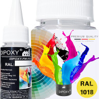 150g Dipoxy-PMI-RAL 1018 ZINKGELB Extrem hoch konzentrierte Basis Pigment Farbpaste Farbmittel für Epoxidharz, Polyesterharz, Polyurethan Systeme, Beton, Lacke, Flüssigfarbe Kunstharz Schmuck
