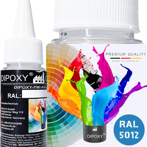 150g Dipoxy-PMI-RAL 5012 LICHTBLAU Extrem hoch konzentrierte Basis Pigment Farbpaste Farbmittel für Epoxidharz, Polyesterharz, Polyurethan Systeme, Beton, Lacke, Flüssigfarbe Kunstharz Schmuck