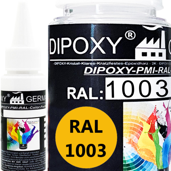 150g Dipoxy-PMI-RAL 1003 SIGNALGELB Extrem hoch konzentrierte Basis Pigment Farbpaste Farbmittel für Epoxidharz, Polyesterharz, Polyurethan Systeme, Beton, Lacke, Flüssigfarbe Kunstharz Schmuck