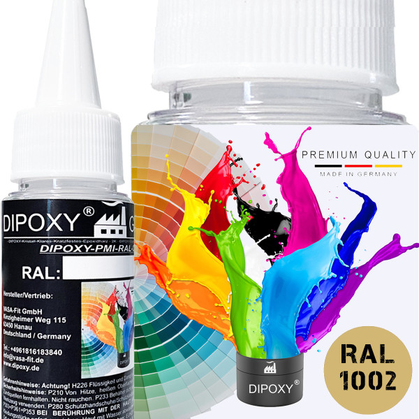 150g Dipoxy-PMI-RAL 1002 SANDGELB Extrem hoch konzentrierte Basis Pigment Farbpaste Farbmittel f&uuml;r Epoxidharz, Polyesterharz, Polyurethan Systeme, Beton, Lacke, Fl&uuml;ssigfarbe Kunstharz Schmuck