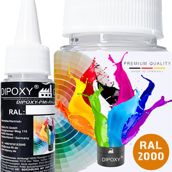 150g  Dipoxy-PMI-RAL 2000 GELBORANGE Extrem hoch konzentrierte Basis Pigment Farbpaste Farbmittel f&uuml;r Epoxidharz, Polyesterharz, Polyurethan Systeme, Beton, Lacke, Fl&uuml;ssigfarbe Kunstharz Schmuck