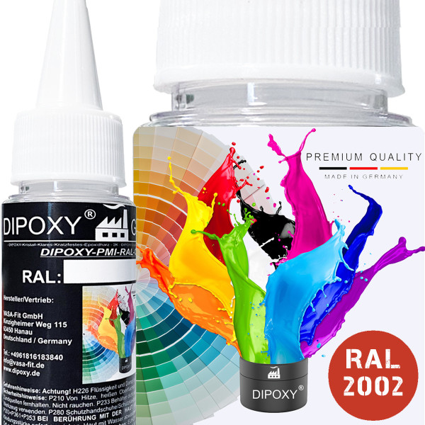 150g  Dipoxy-PMI-RAL 2002 BLUTORANGE Extrem hoch konzentrierte Basis Pigment Farbpaste Farbmittel f&uuml;r Epoxidharz, Polyesterharz, Polyurethan Systeme, Beton, Lacke, Fl&uuml;ssigfarbe Kunstharz Schmuck