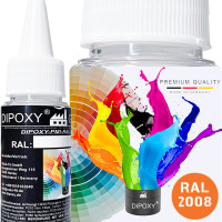 150g Dipoxy-PMI-RAL 2008 HELLROTORANGE Extrem hoch konzentrierte Basis Pigment Farbpaste Farbmittel für Epoxidharz, Polyesterharz, Polyurethan Systeme, Beton, Lacke, Flüssigfarbe Kunstharz Schmuck