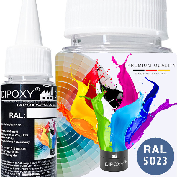 150g Dipoxy-PMI-RAL 5023 FERNBLAU Extrem hoch konzentrierte Basis Pigment Farbpaste Farbmittel für Epoxidharz, Polyesterharz, Polyurethan Systeme, Beton, Lacke, Flüssigfarbe Kunstharz Schmuck