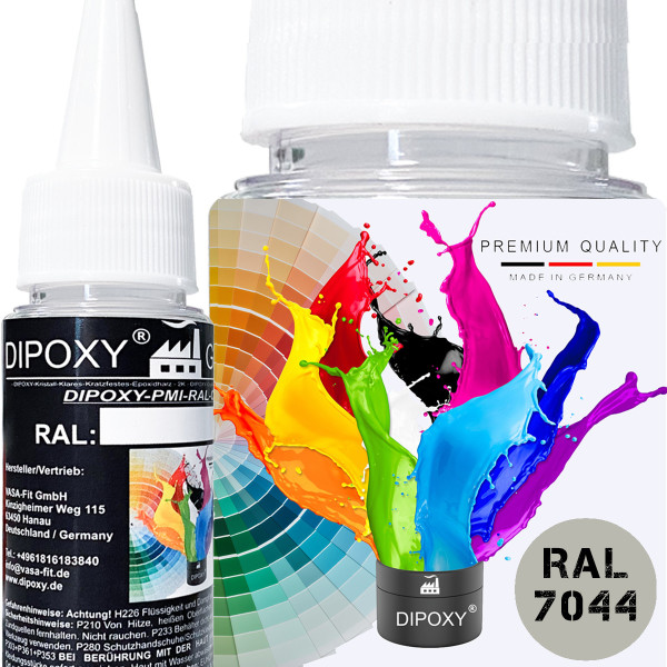 150g Dipoxy-PMI-RAL 7044 SEIDENGRAU Extrem hoch konzentrierte Basis Pigment Farbpaste Farbmittel für Epoxidharz, Polyesterharz, Polyurethan Systeme, Beton, Lacke, Flüssigfarbe Kunstharz Schmuck