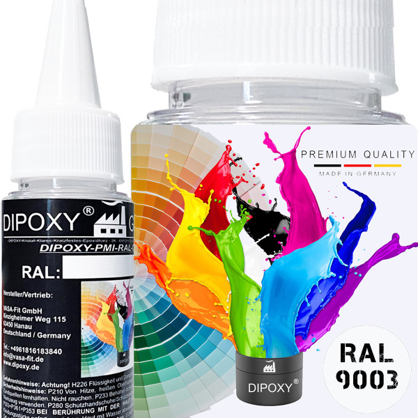 25g Dipoxy-PMI-RAL 9003 SIGNALWEISS Extrem hoch konzentrierte Basis Pigment Farbpaste Farbmittel für Epoxidharz, Polyesterharz, Polyurethan Systeme, Beton, Lacke, Flüssigfarbe Kunstharz Schmuck